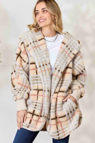 The Claudia Plaid Faux Fur Hooded Jacket