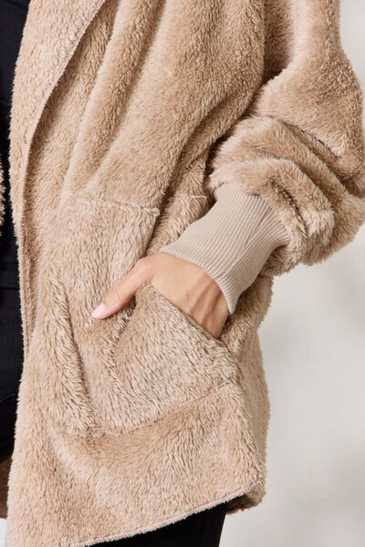 The Colleen Faux Fur Open Front Hooded Jacket