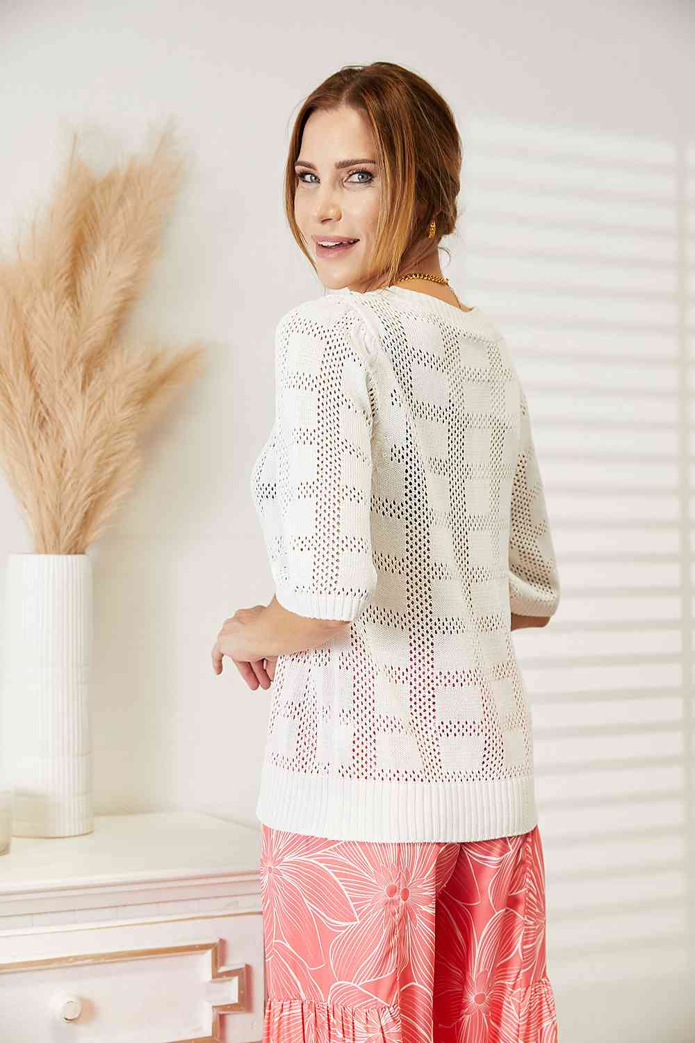 The Delaney Ribbed Trim Round Neck Knit Top