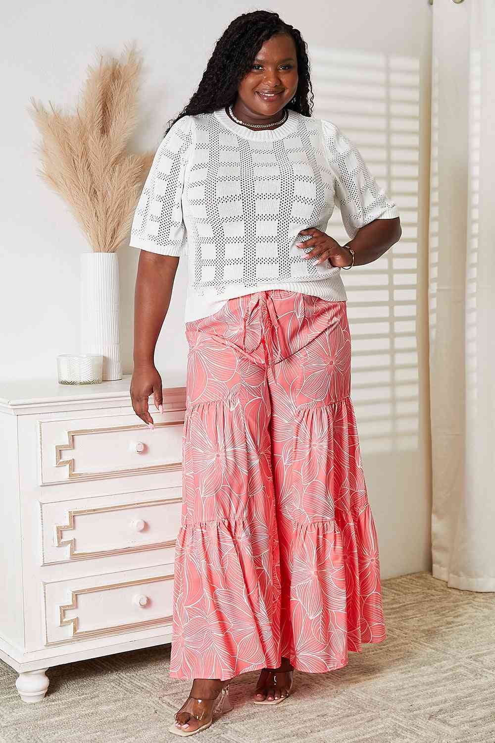 The Delaney Ribbed Trim Round Neck Knit Top