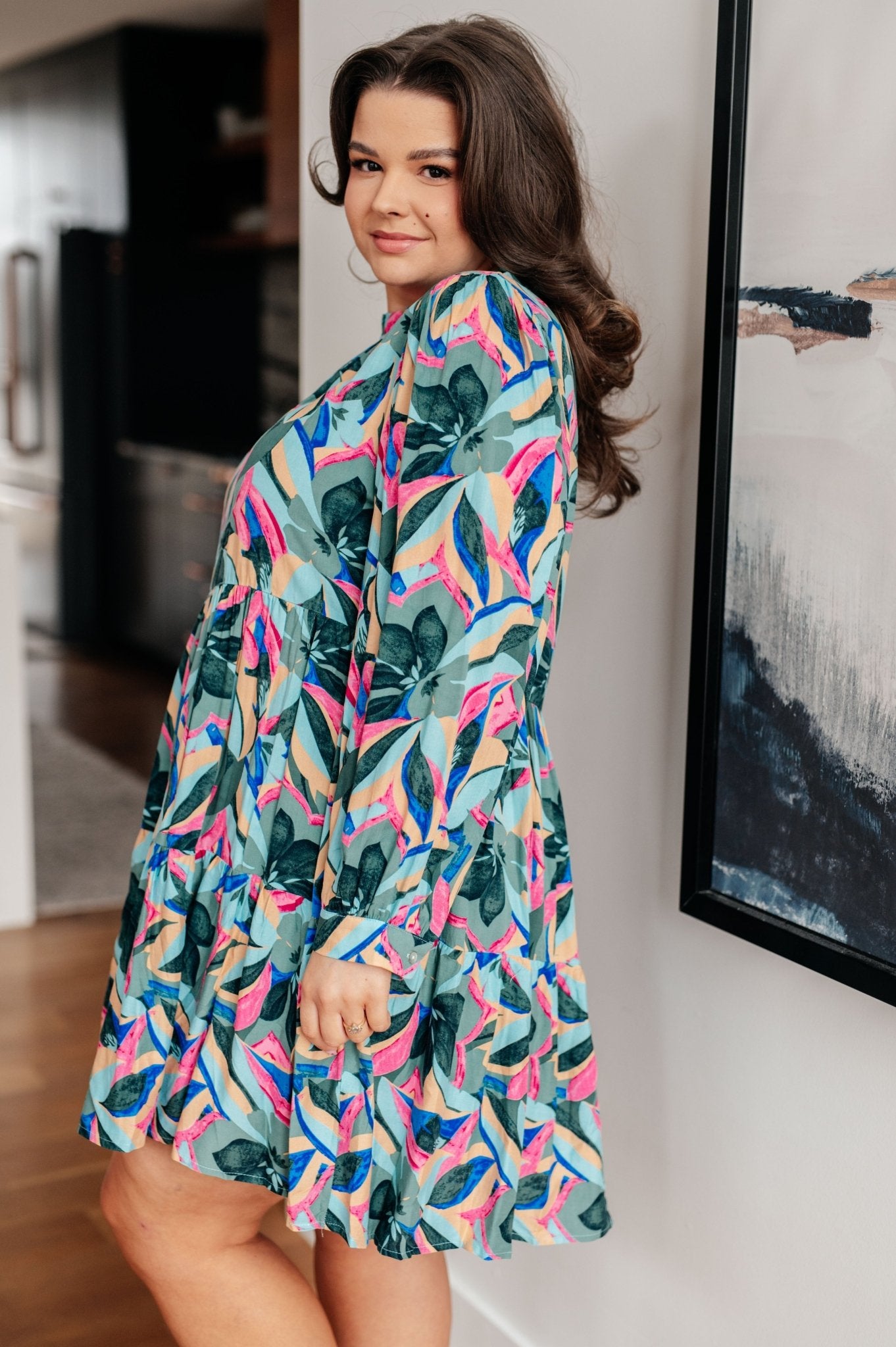 The Dhina Floral Dress - PEONIES & LIME