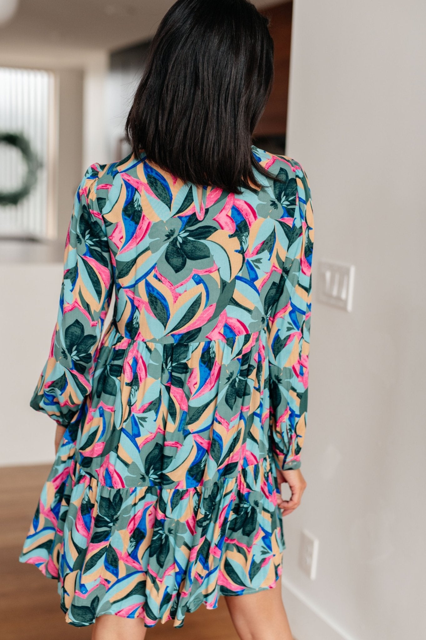 The Dhina Floral Dress - PEONIES & LIME