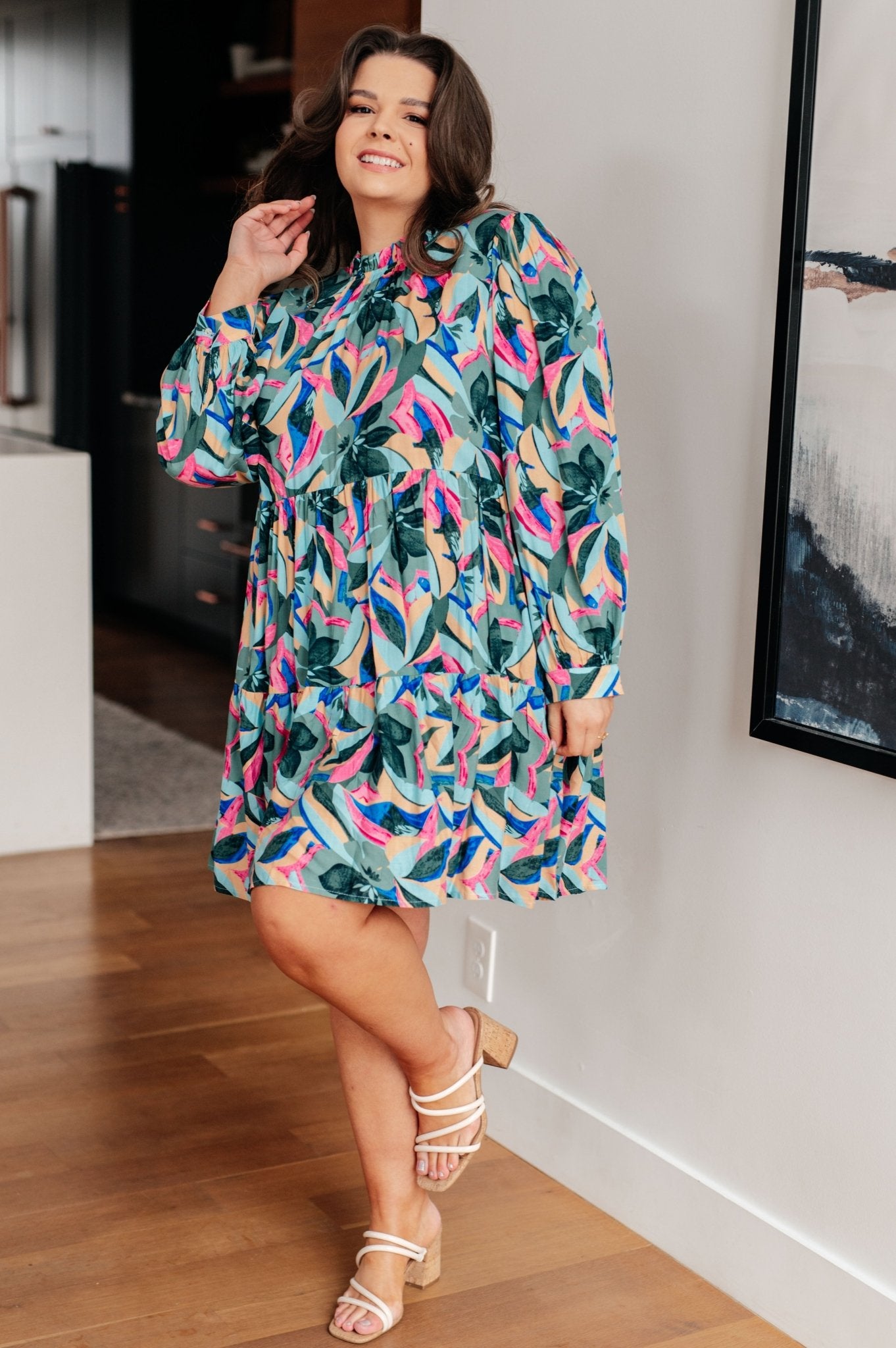 The Dhina Floral Dress - PEONIES & LIME
