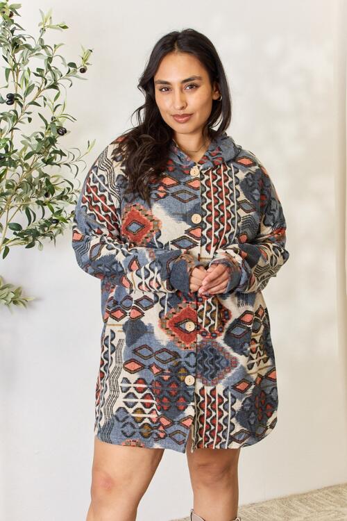 The Ember Printed Button Up Hooded Jacket