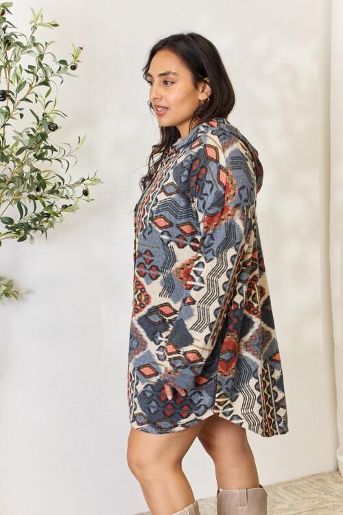 The Ember Printed Button Up Hooded Jacket