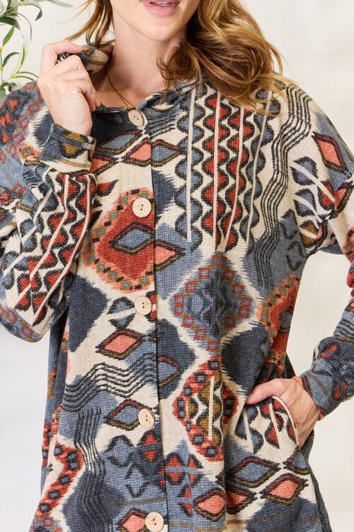 The Ember Printed Button Up Hooded Jacket