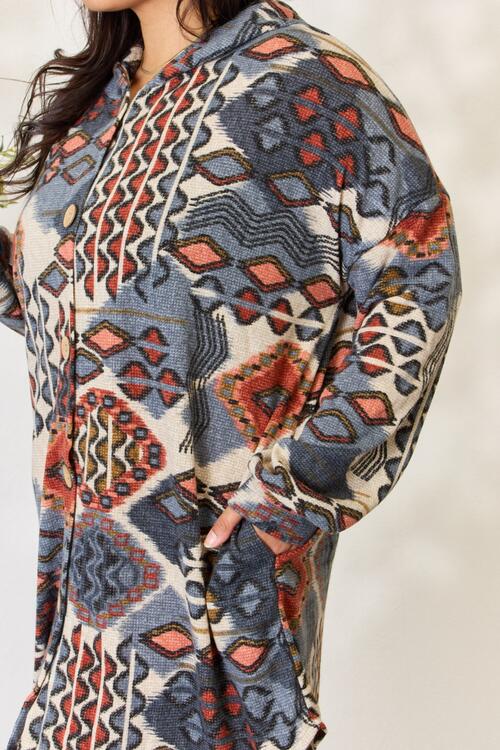 The Ember Printed Button Up Hooded Jacket