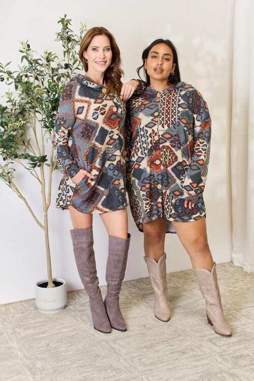 The Ember Printed Button Up Hooded Jacket