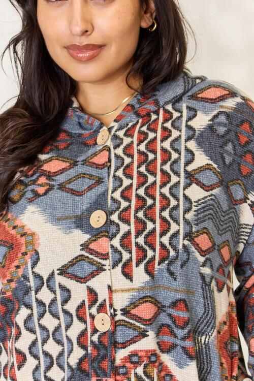 The Ember Printed Button Up Hooded Jacket