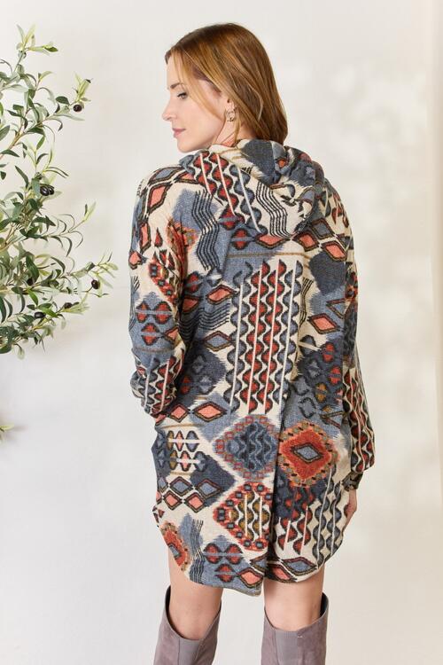 The Ember Printed Button Up Hooded Jacket