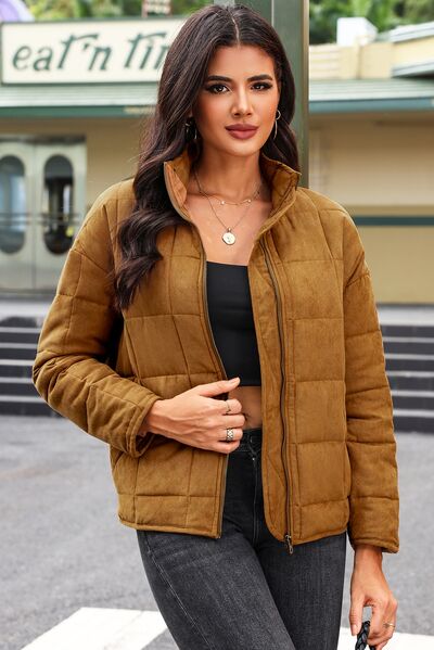 The Evelyn Zip Up Pocketed Long Sleeve Coat