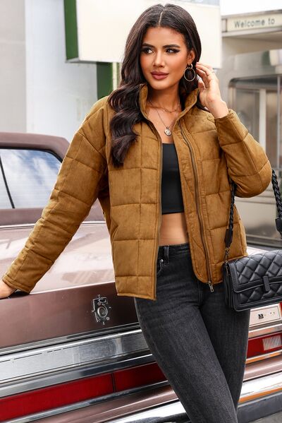 The Evelyn Zip Up Pocketed Long Sleeve Coat