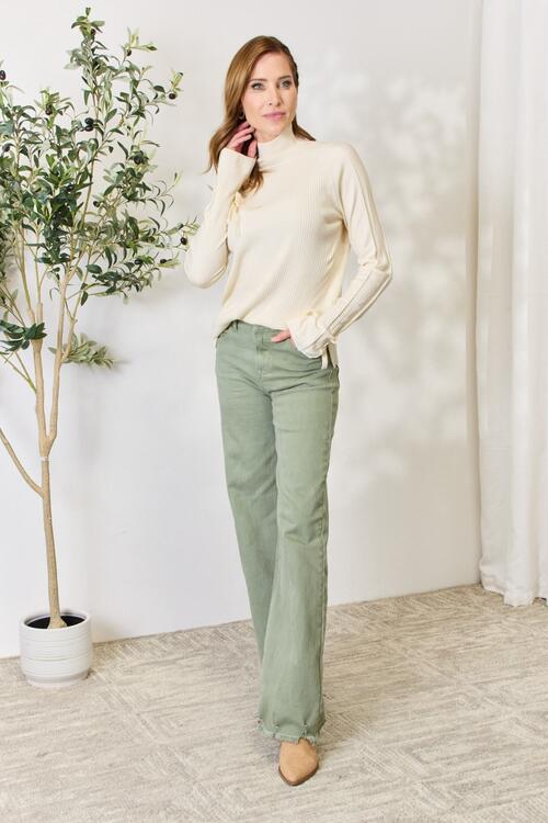 The Felicity Ribbed Bow Detail Long Sleeve Turtleneck Knit Top