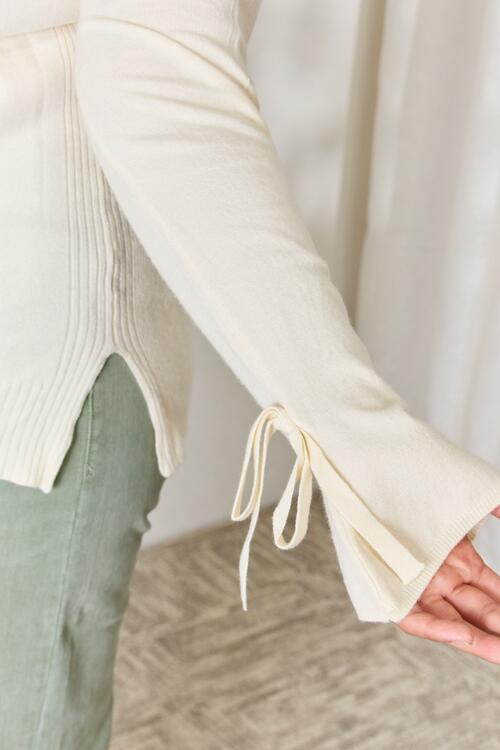 The Felicity Ribbed Bow Detail Long Sleeve Turtleneck Knit Top