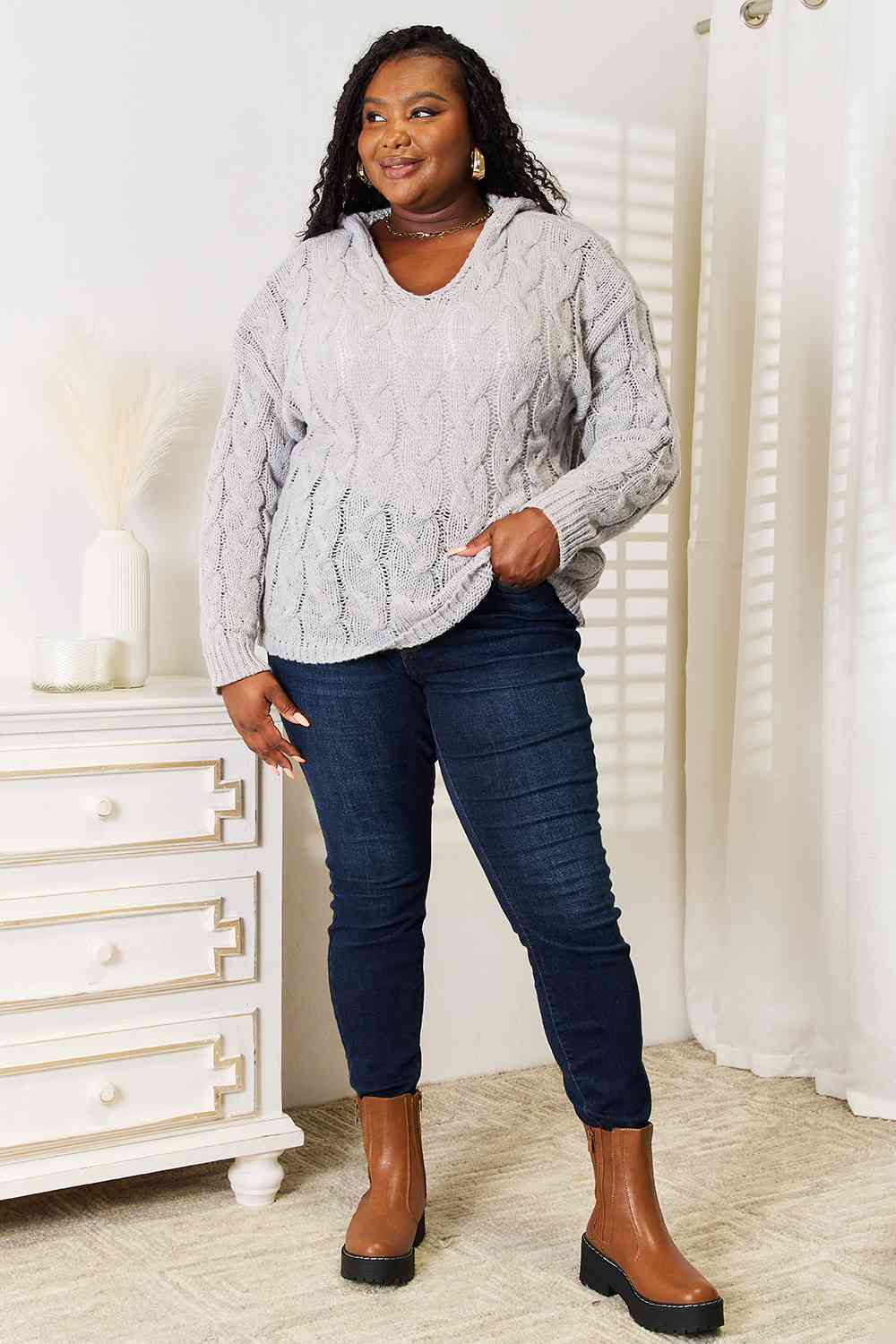 The Gracie Cable-Knit Hooded Sweater