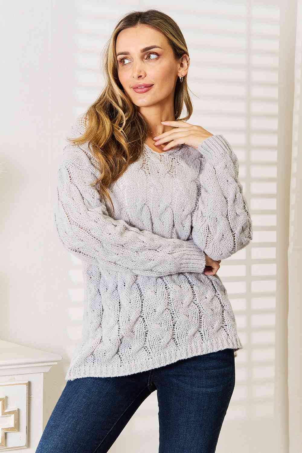 The Gracie Cable-Knit Hooded Sweater