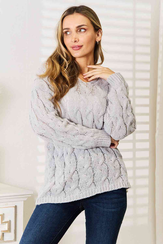 The Gracie Cable-Knit Hooded Sweater