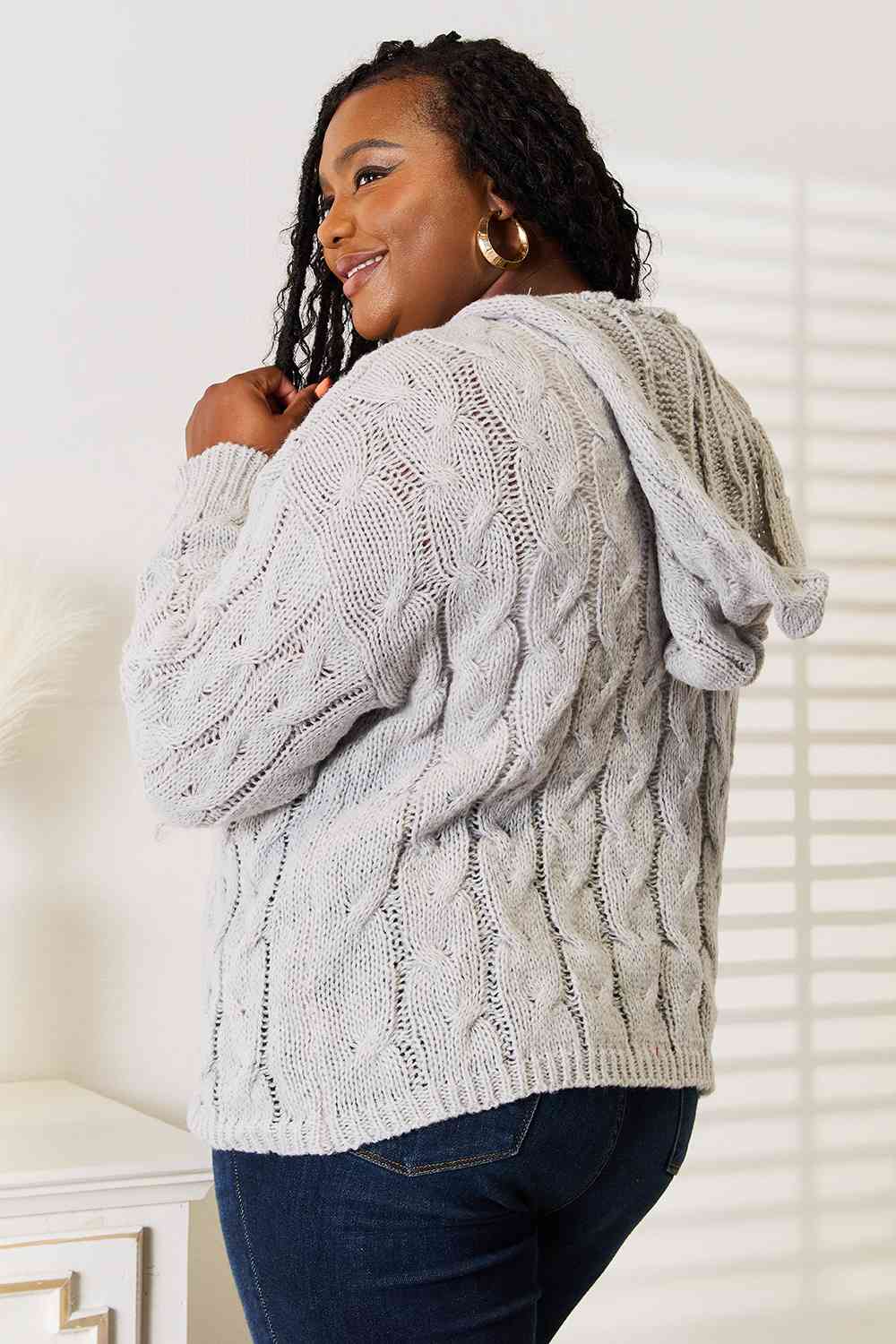 The Gracie Cable-Knit Hooded Sweater