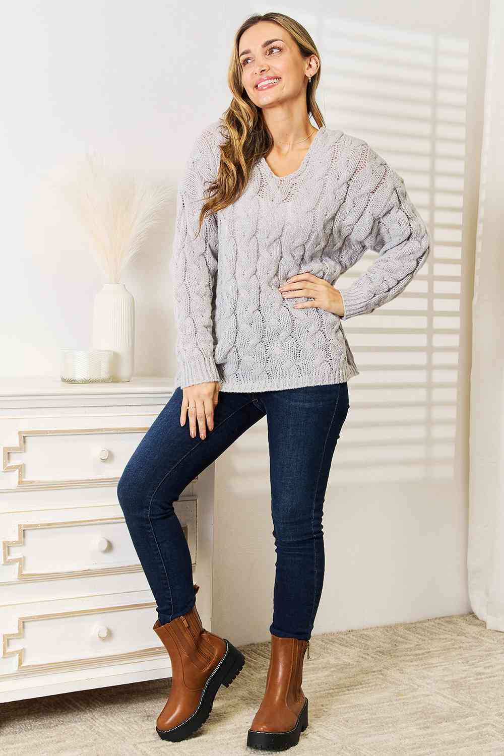 The Gracie Cable-Knit Hooded Sweater