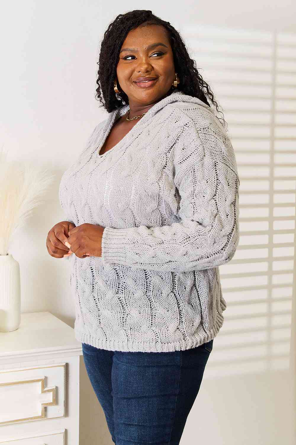 The Gracie Cable-Knit Hooded Sweater