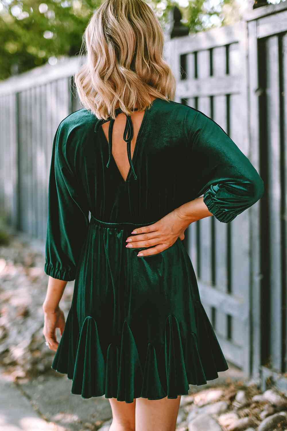 The Holly V-Neck Tied Back Mini Dress