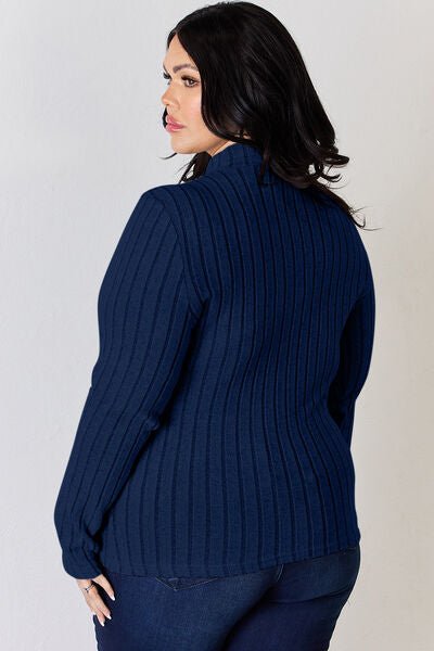 The Honey Ribbed Mock Neck Long Sleeve T-Shirt - PEONIES & LIME