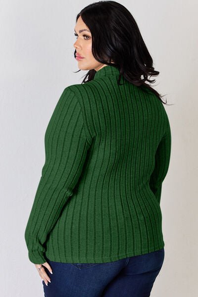 The Honey Ribbed Mock Neck Long Sleeve T-Shirt - PEONIES & LIME