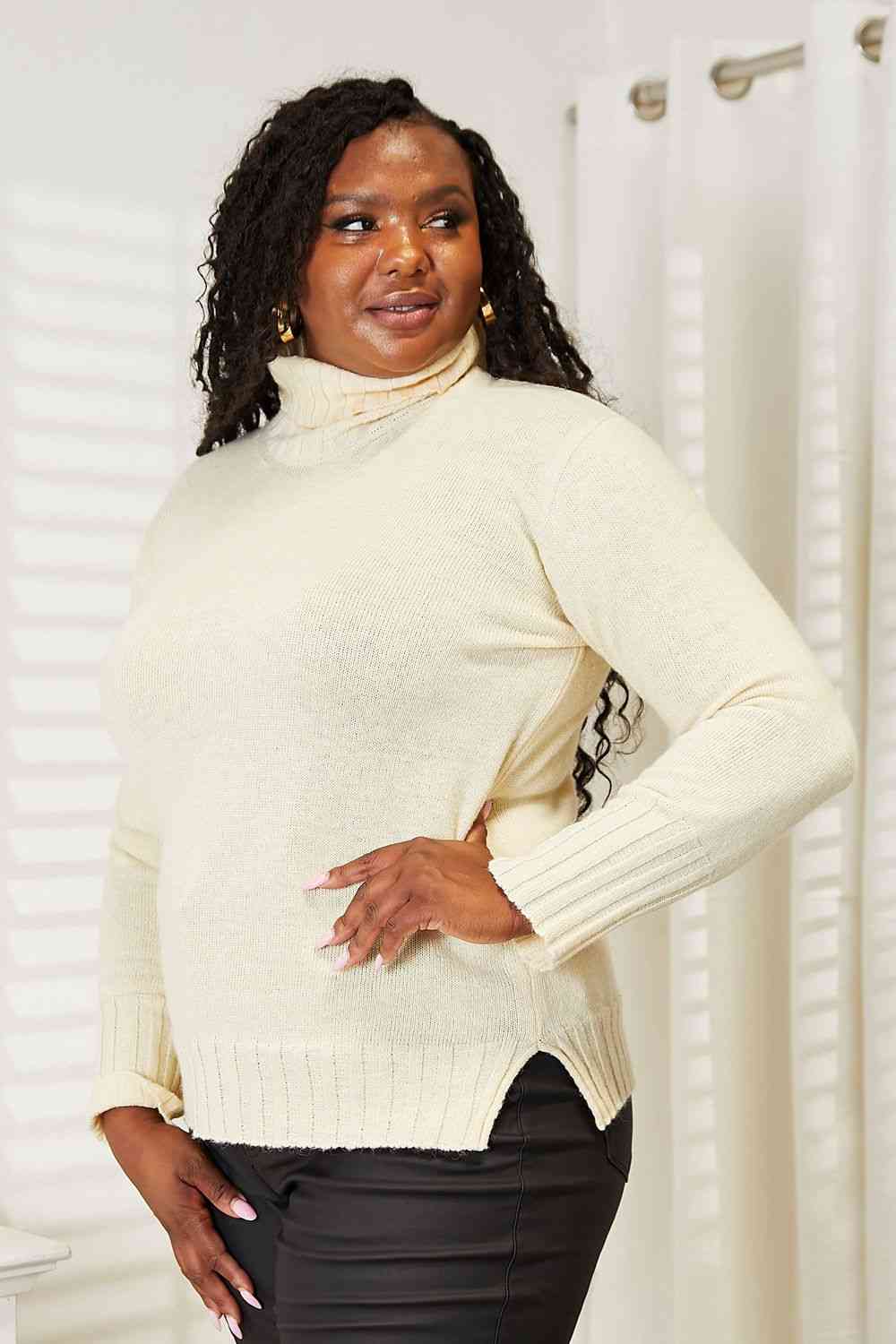 The Irina Turtleneck Sweater with Side Slit