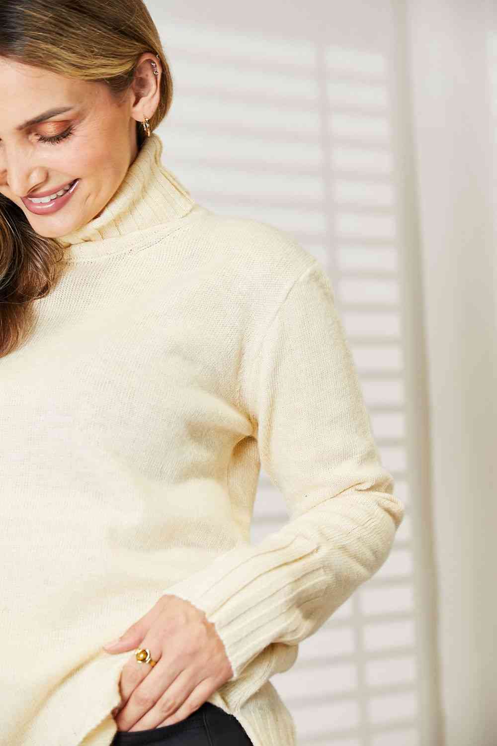 The Irina Turtleneck Sweater with Side Slit
