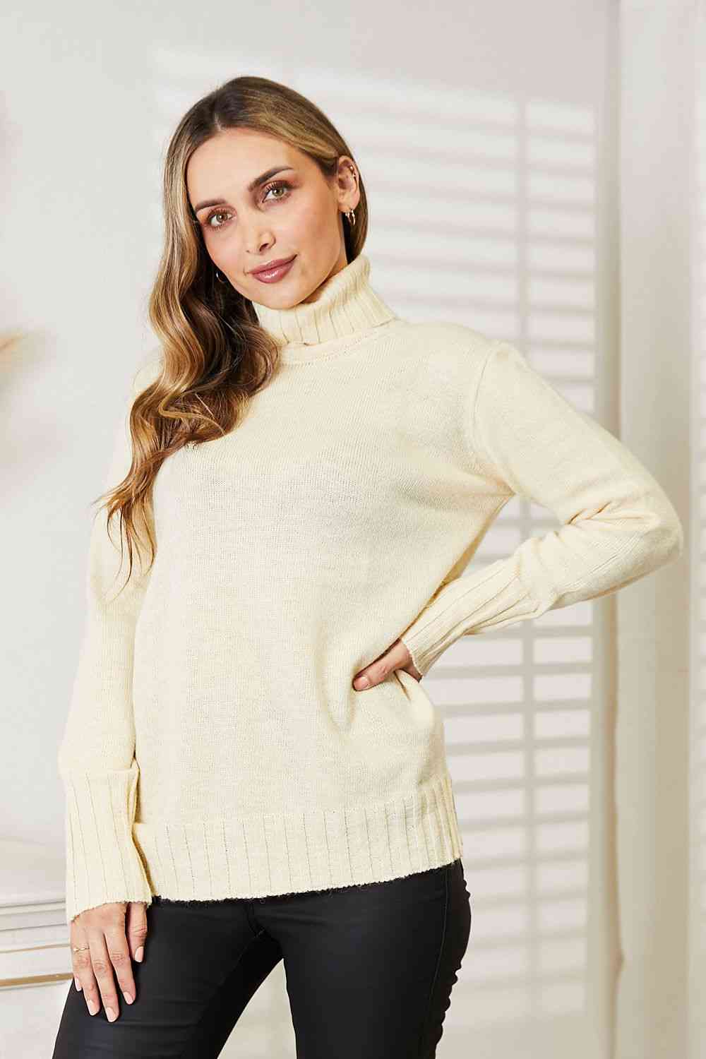 The Irina Turtleneck Sweater with Side Slit