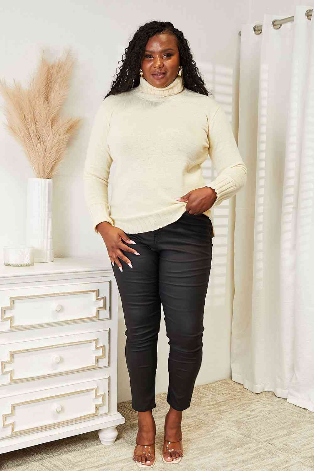 The Irina Turtleneck Sweater with Side Slit
