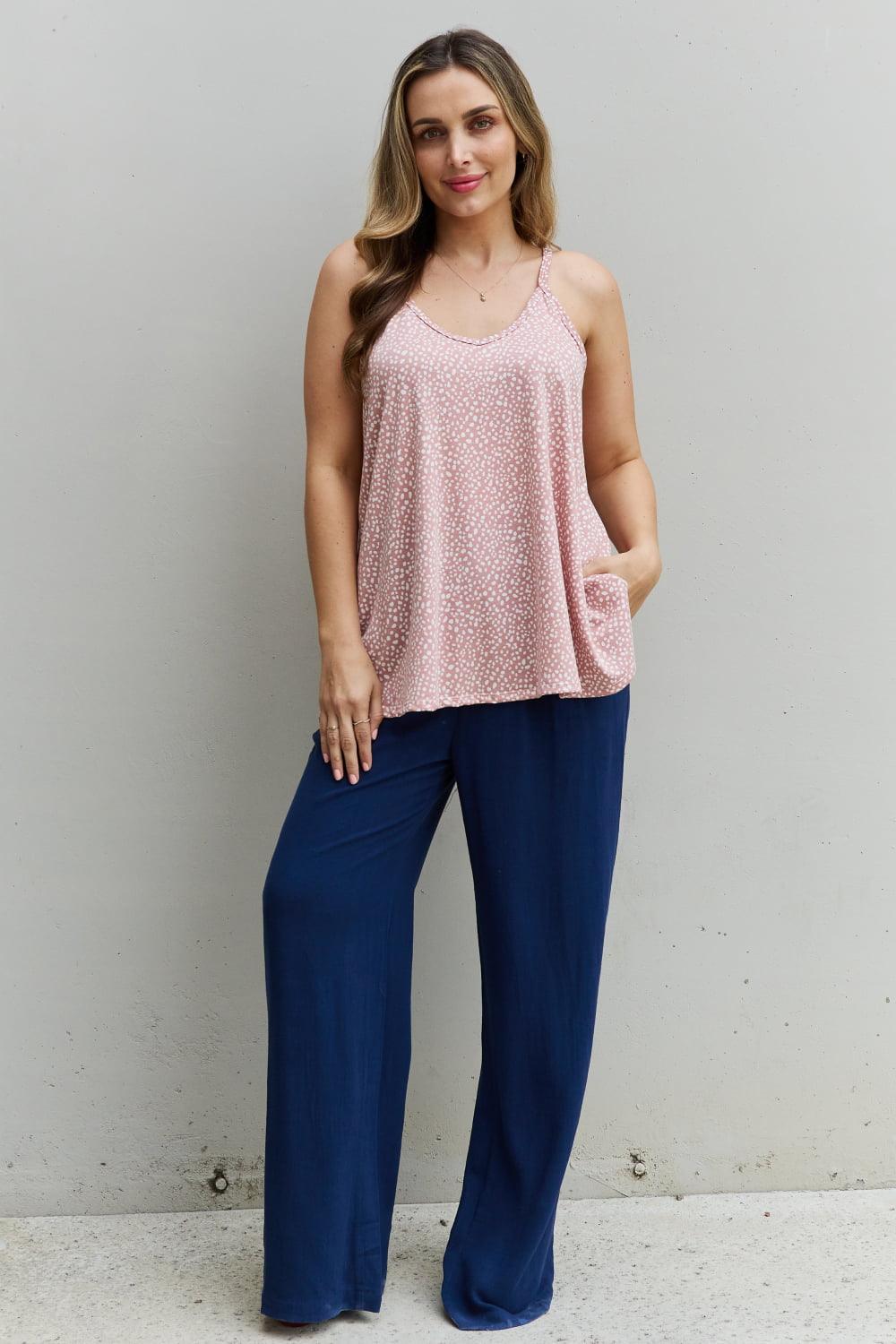 HOPELY High Love Spaghetti Strap V-Neck Top - PEONIES + LIME