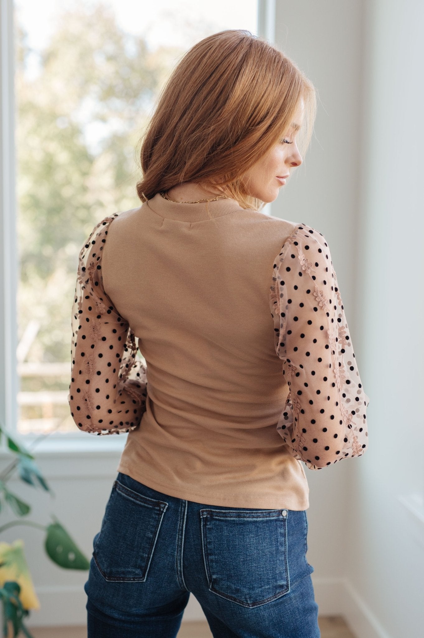 The Keleigh Dot Sleeves Blouse - PEONIES & LIME