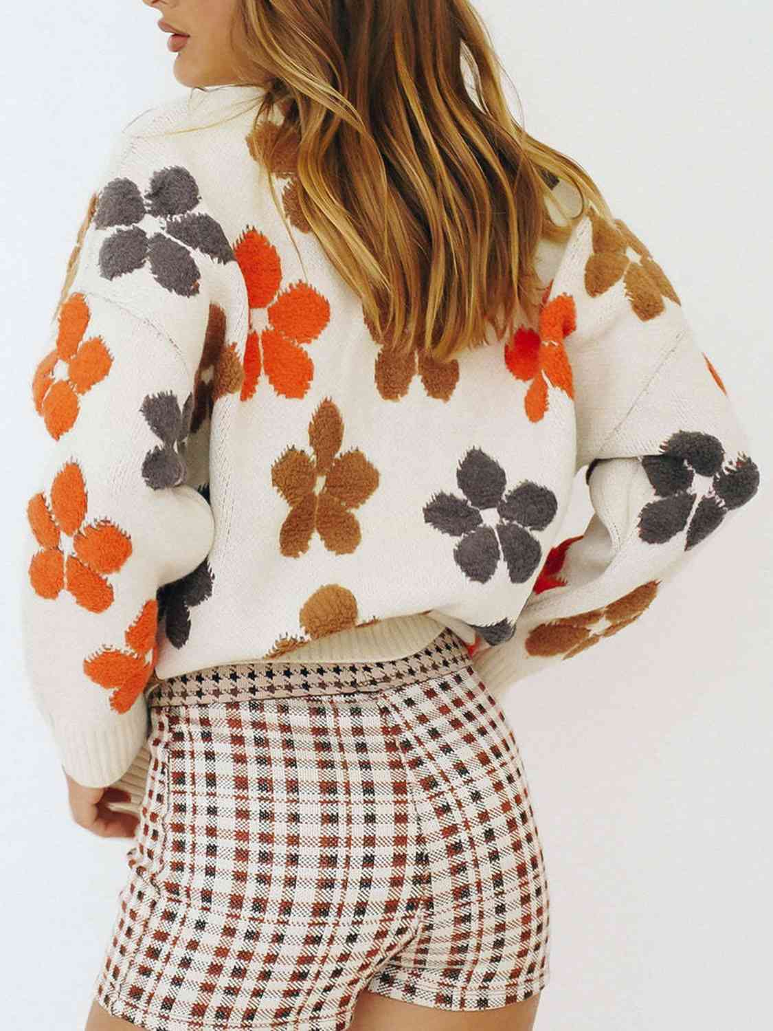 The Lacey Floral V-Neck Button Up Long Sleeve Cardigan