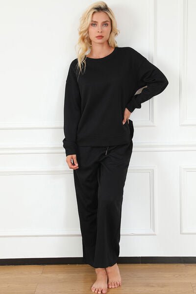The Lexi Textured Long Sleeve Top and Drawstring Pants Set