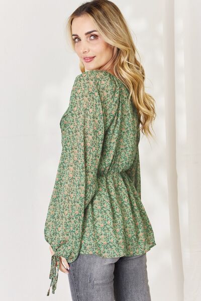 The Lira Floral Peplum Blouse - PEONIES & LIME