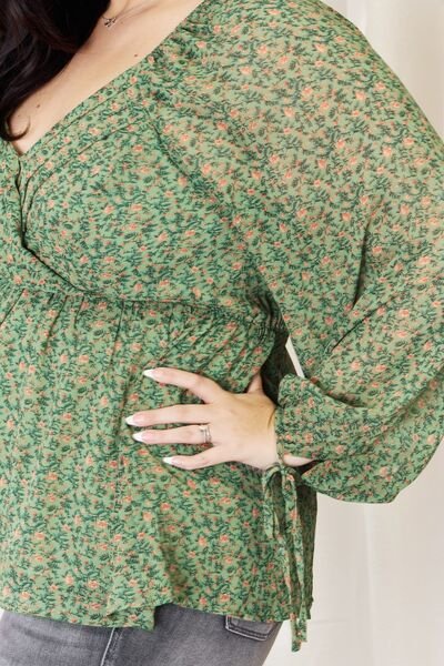 The Lira Floral Peplum Blouse - PEONIES & LIME