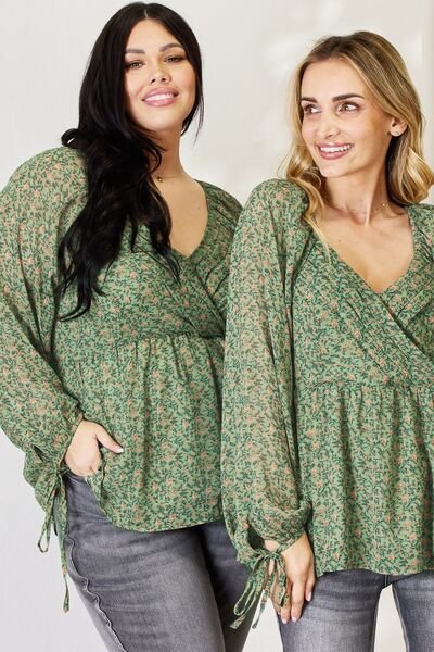 The Lira Floral Peplum Blouse - PEONIES & LIME