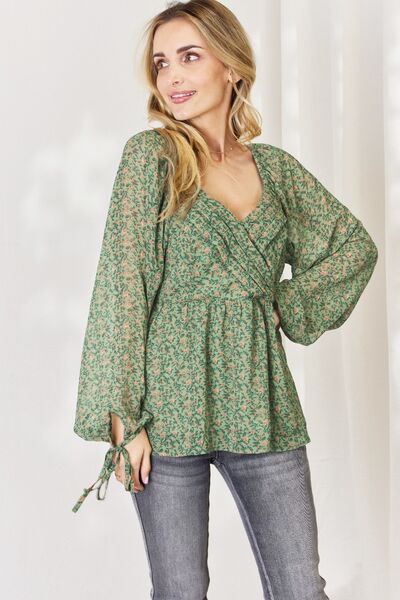 The Lira Floral Peplum Blouse - PEONIES & LIME
