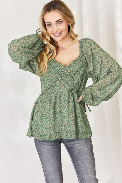 The Lira Floral Peplum Blouse - PEONIES & LIME