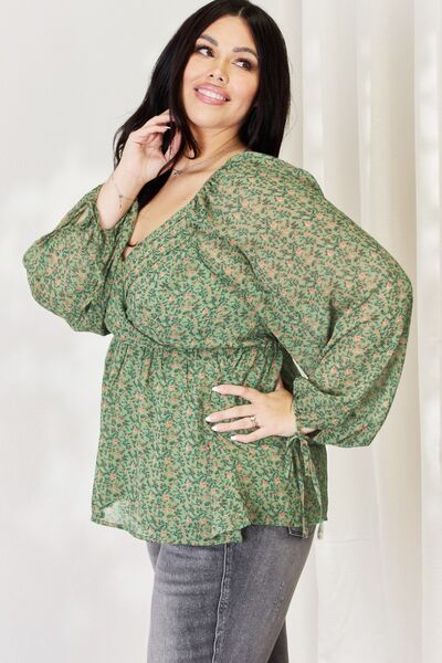 The Lira Floral Peplum Blouse - PEONIES & LIME