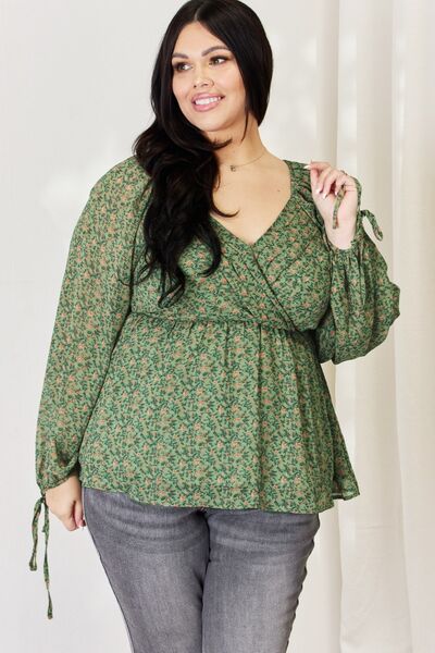 The Lira Floral Peplum Blouse - PEONIES & LIME
