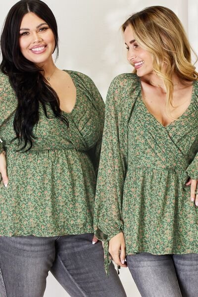The Lira Floral Peplum Blouse - PEONIES & LIME