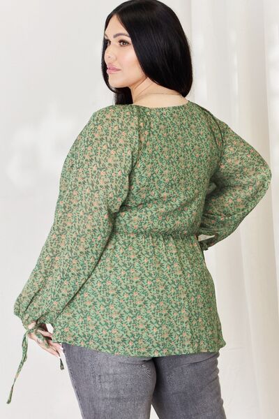 The Lira Floral Peplum Blouse - PEONIES & LIME