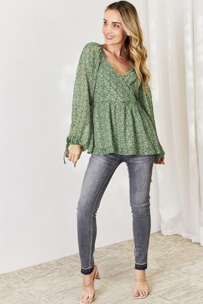 The Lira Floral Peplum Blouse - PEONIES & LIME
