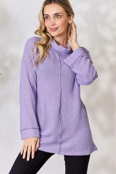 The Lizzy Exposed Seam Waffle Knit Top - PEONIES & LIME