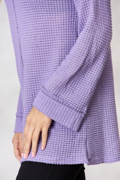 The Lizzy Exposed Seam Waffle Knit Top - PEONIES & LIME