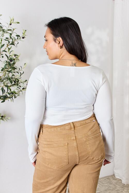 The Macy Ribbed Half Snap Long Sleeve Bodysuit