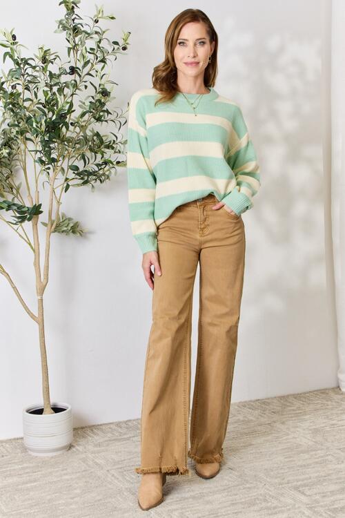 The Michelle Striped Round Neck Sweater