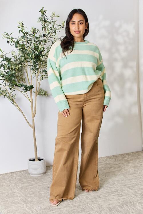 The Michelle Striped Round Neck Sweater
